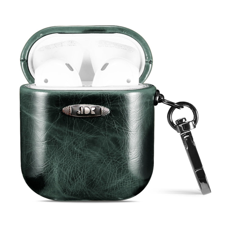 Oil Wax Leather Texture Earphone Protective Case with Hang Buckle, For AirPods 1 / 2, For AirPods...