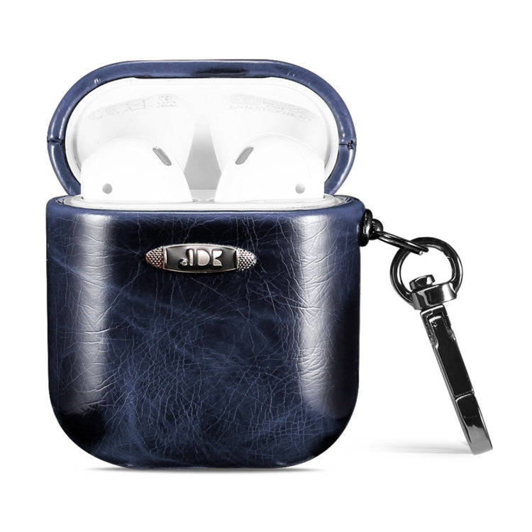 Oil Wax Leather Texture Earphone Protective Case with Hang Buckle, For AirPods 1 / 2, For AirPods...