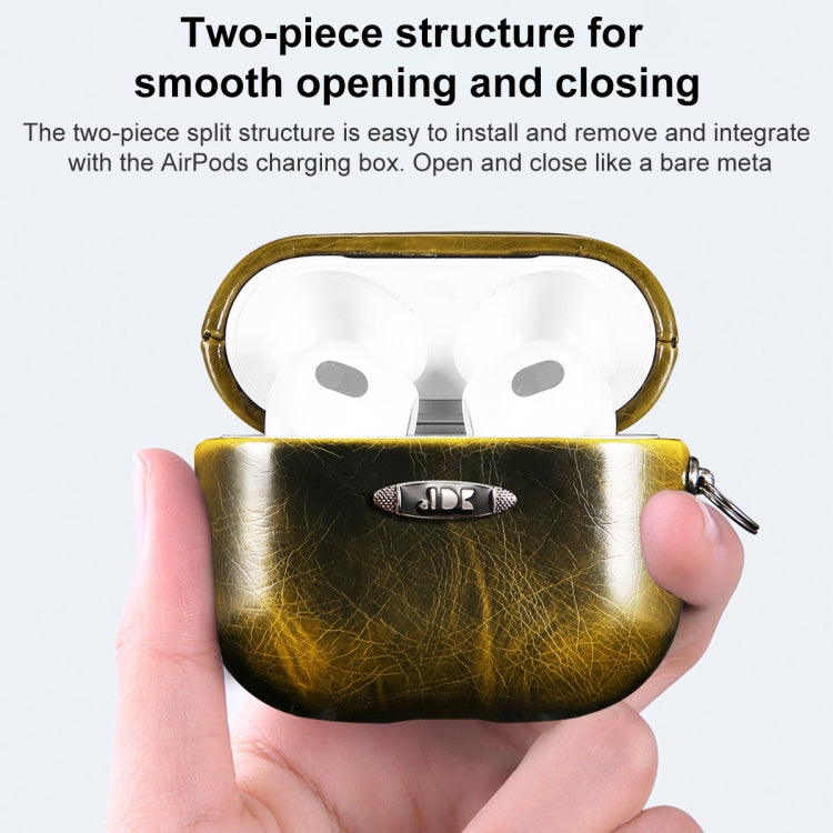 Oil Wax Leather Texture Earphone Protective Case with Hang Buckle, For AirPods 1 / 2, For AirPods...