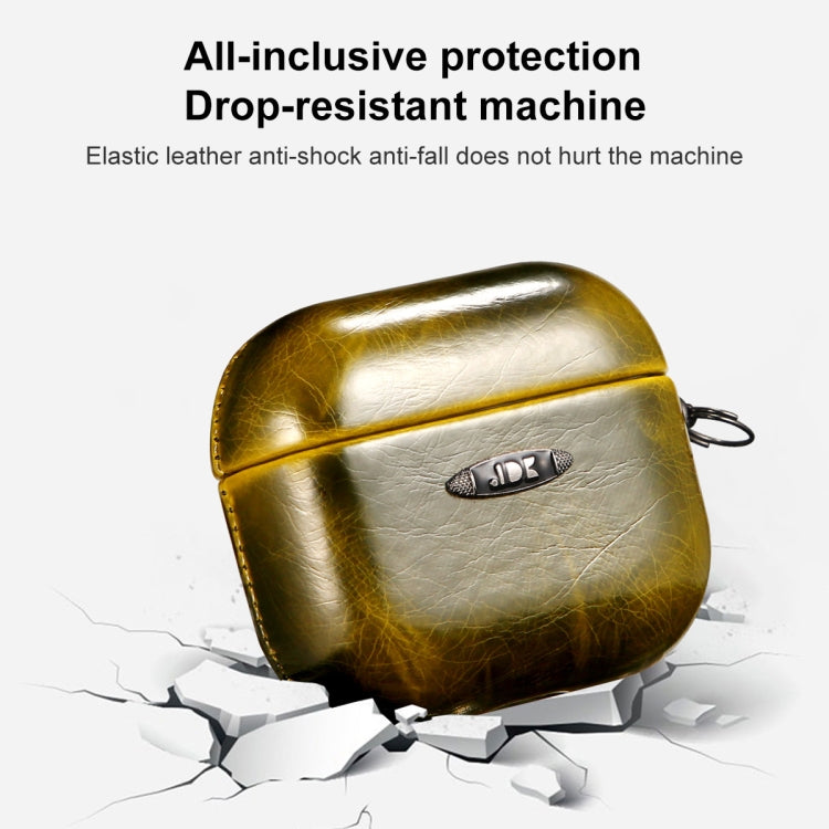 Oil Wax Leather Texture Earphone Protective Case with Hang Buckle, For AirPods 1 / 2, For AirPods...