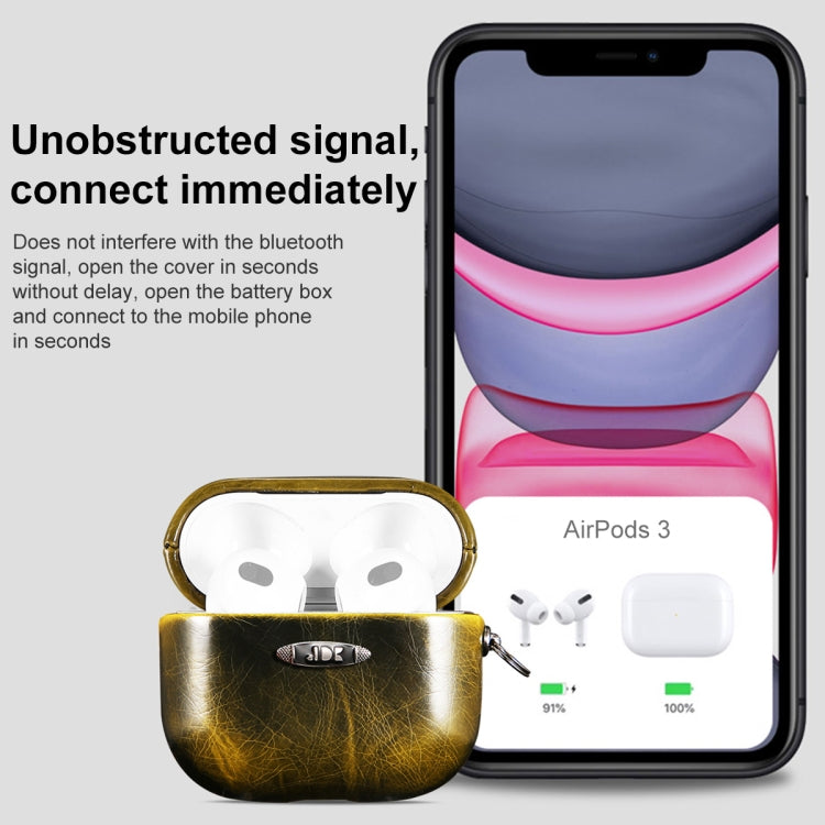 Oil Wax Leather Texture Earphone Protective Case with Hang Buckle, For AirPods 1 / 2, For AirPods...