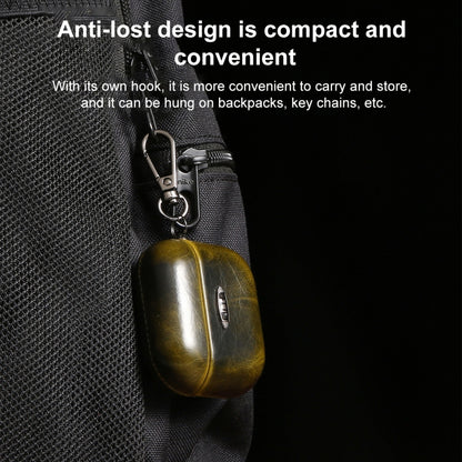 Oil Wax Leather Texture Earphone Protective Case with Hang Buckle, For AirPods 1 / 2, For AirPods...