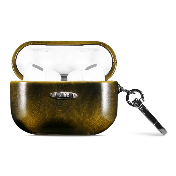 Oil Wax Leather Texture Earphone Protective Case with Hang Buckle, For AirPods 1 / 2, For AirPods...