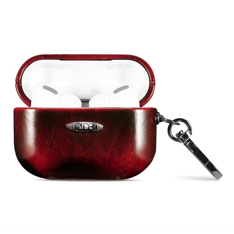 Oil Wax Leather Texture Earphone Protective Case with Hang Buckle, For AirPods 1 / 2, For AirPods...