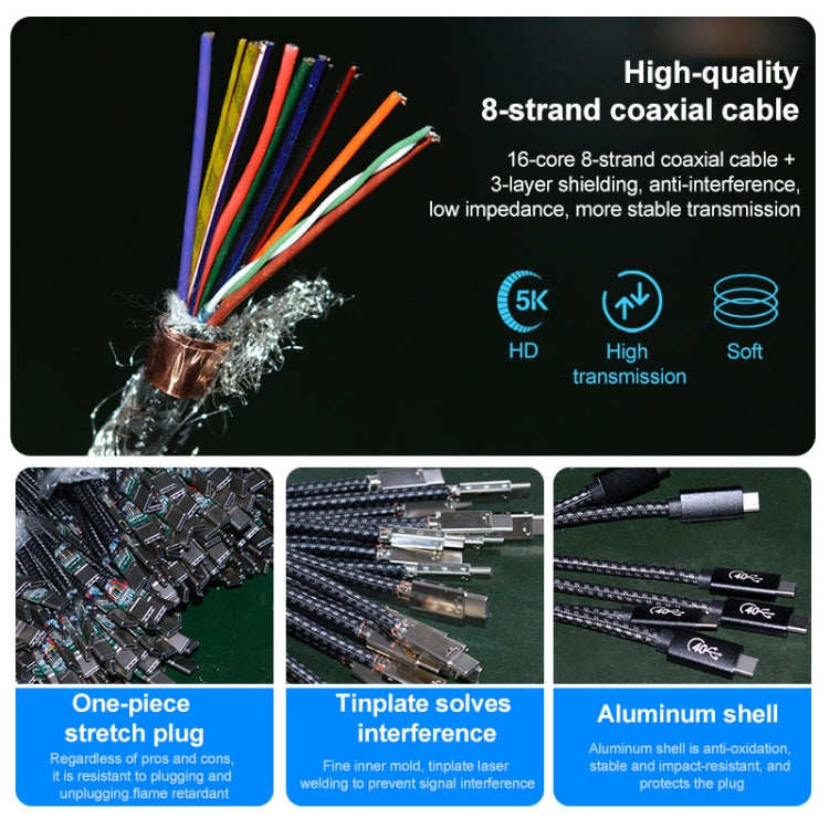 PD 100W USB-C / Type-C to USB-C / Type-C Thunderbolt 4 Full-function Data Cable, 0.5m, 1m, 1.5m, 2m