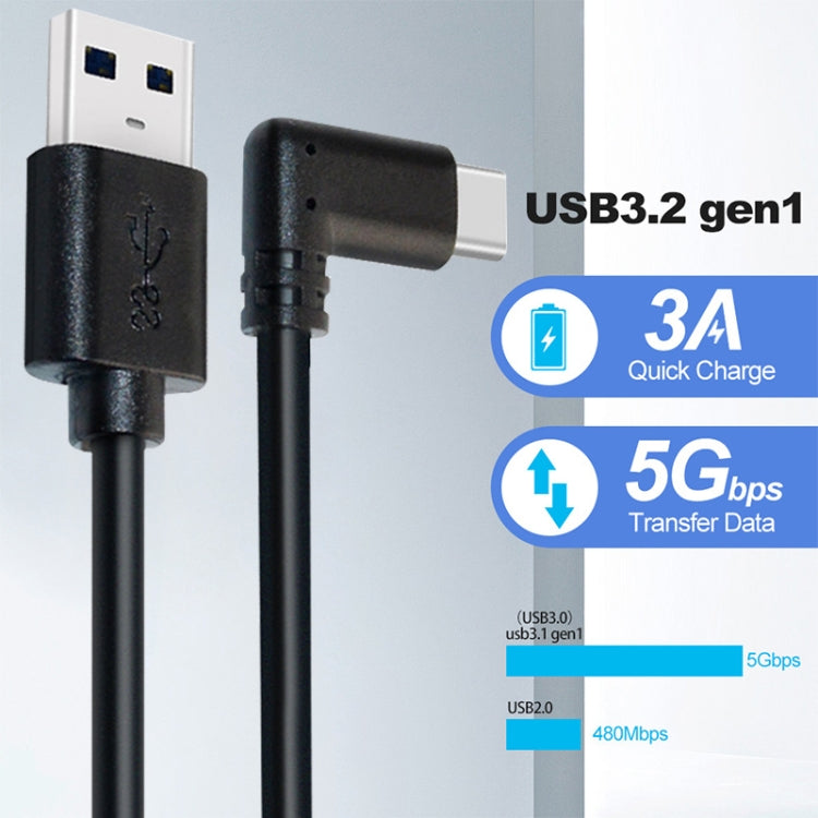 USB Male to USB 3.2 Gen1 Type-C Elbow VR Link Cable For Oculus Quest 1 / 2, 3m, 4m