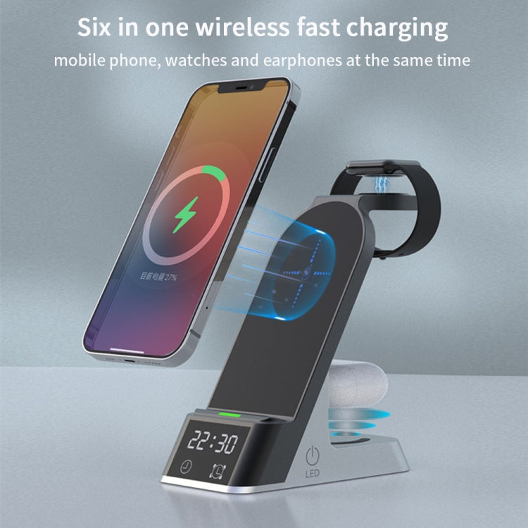 H36 6 in 1 15W Alarm Clock Digital Display Magsafe Magnetic Wireless Charger for Mobile Phones / ...