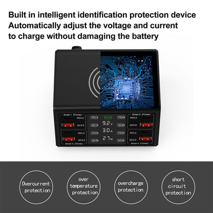 838w 9 in 1 100W 4 PD 3.0 USB-C / Type-C + 4 QC 3.0 USB Ports Smart Digital Display Wireless Char...