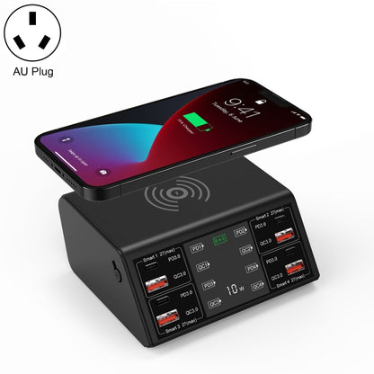 838w 9 in 1 100W 4 PD 3.0 USB-C / Type-C + 4 QC 3.0 USB Ports Smart Digital Display Wireless Char...