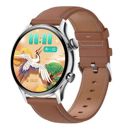 HK8Pro 1.36 inch AMOLED Screen Leather Strap Smart Watch, Support NFC Function / Blood Oxygen Mon...
