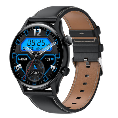 HK8Pro 1.36 inch AMOLED Screen Leather Strap Smart Watch, Support NFC Function / Blood Oxygen Mon...