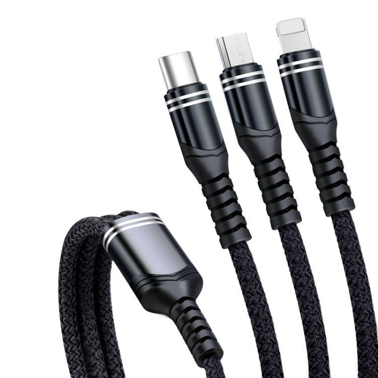 6A 66W 3 in 1 USB to 8 Pin + Micro USB + USB-C / Type-CFast Charging Braided Data Cable����������...