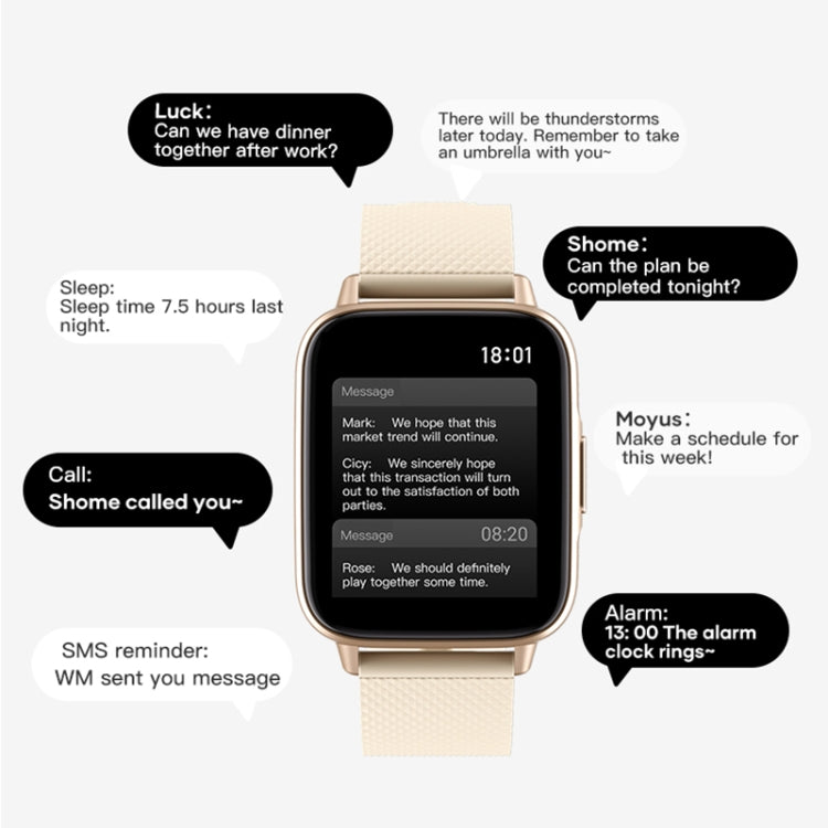 FW02 1.7 Inch Square Screen Silicone Strap Smart Watch