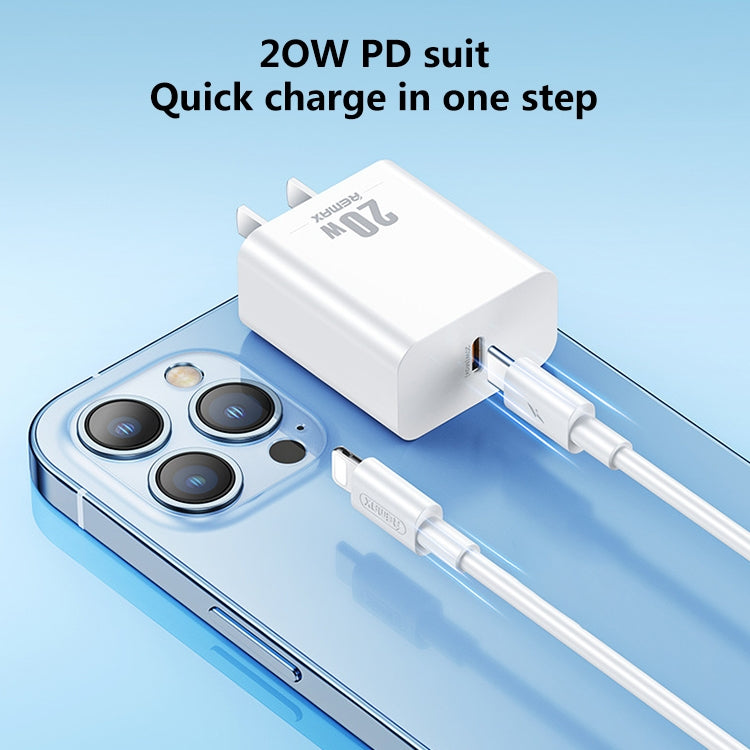 REMAX RP-U5 Extreme 2 Series 20W PD Charger + 1m USB-C / Type-C to 8 Pin Fast Charge Data Cable S...