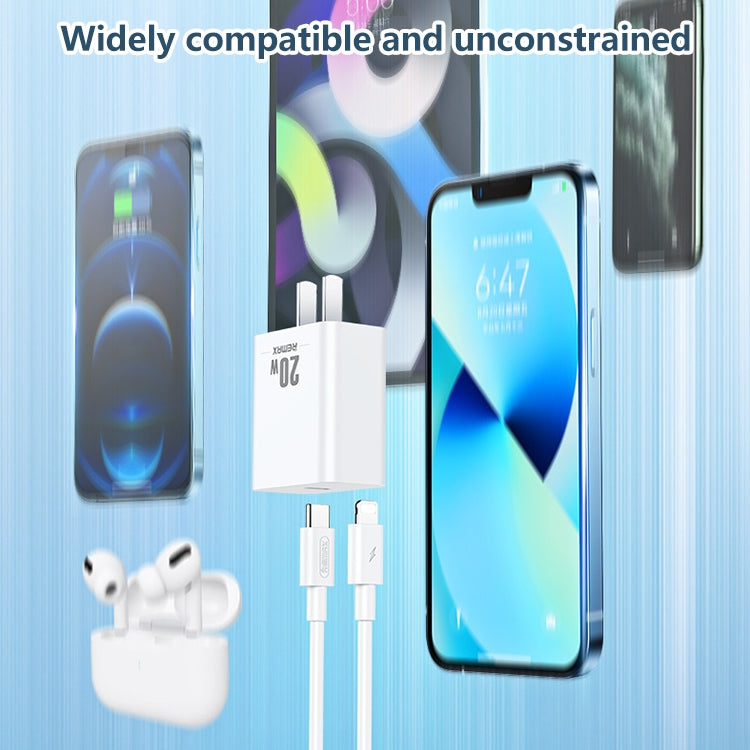 REMAX RP-U5 Extreme 2 Series 20W PD Charger + 1m USB-C / Type-C to 8 Pin Fast Charge Data Cable S...