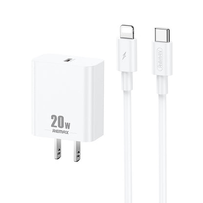 REMAX RP-U5 Extreme 2 Series 20W PD Charger + 1m USB-C / Type-C to 8 Pin Fast Charge Data Cable S...