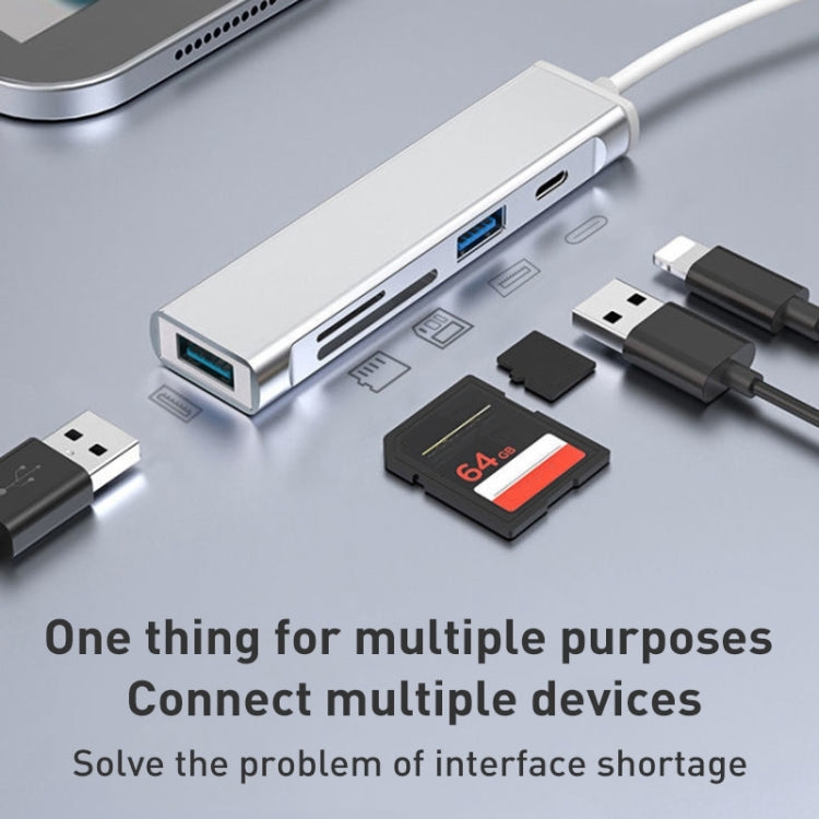 Docking Station TF/SD Card Reader For iPhone, Type-C Port, USB Port, 5 in 1 8 (Grey)�������������...