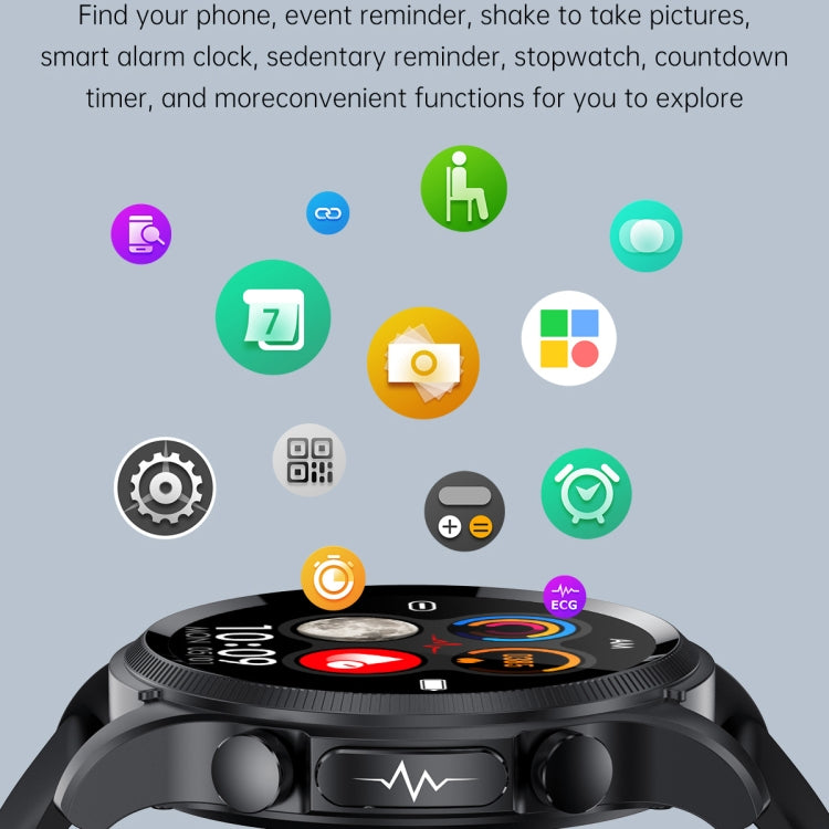 E400 1.39 inch HD Round Screen TPU Watch Strap Smart Watch Supports ECG Monitoring/Non-invasive B...