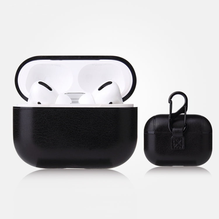 Anti-fall Crazy Horse Texture PU Leather Protective Case with Carabiner, For AirPods Pro���������...