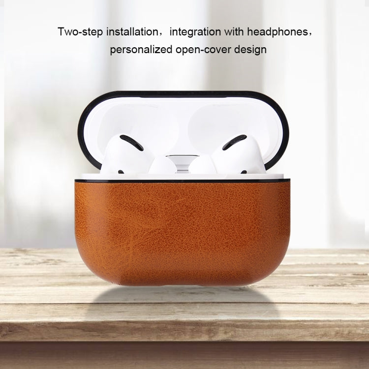Anti-fall Crazy Horse Texture PU Leather Protective Case with Carabiner, For AirPods Pro���������...