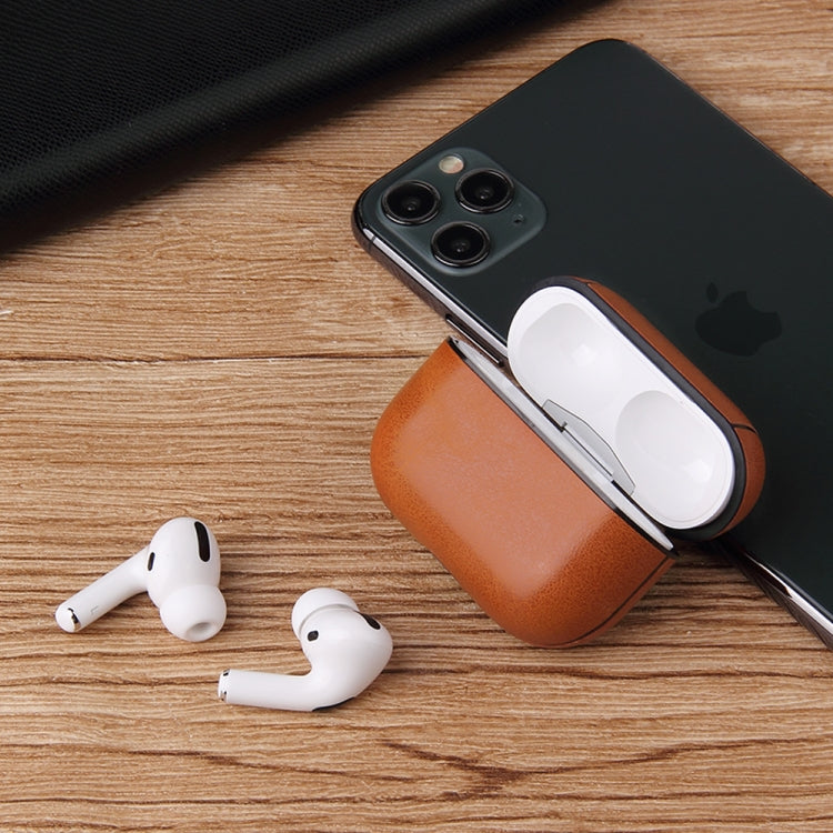 Anti-fall Crazy Horse Texture PU Leather Protective Case with Carabiner, For AirPods Pro���������...