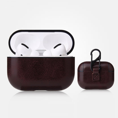 Anti-fall Crazy Horse Texture PU Leather Protective Case with Carabiner, For AirPods Pro���������...