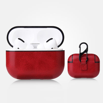 Anti-fall Crazy Horse Texture PU Leather Protective Case with Carabiner, For AirPods Pro���������...