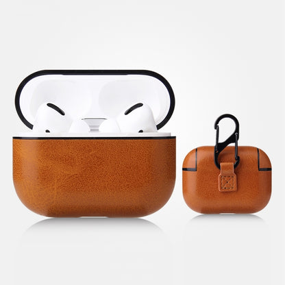 Anti-fall Crazy Horse Texture PU Leather Protective Case with Carabiner, For AirPods Pro���������...