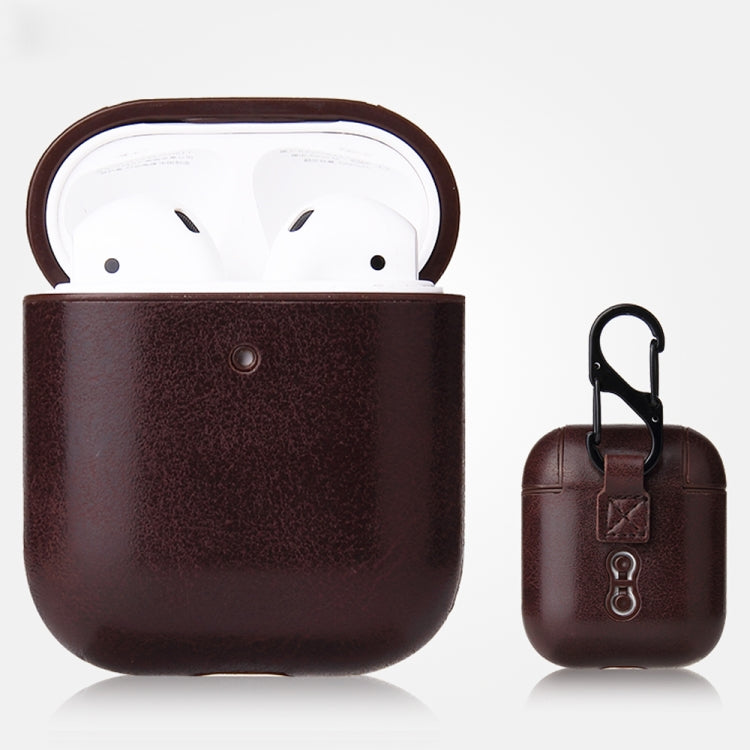 Anti-fall Crazy Horse Texture PU Leather Protective Case with Carabiner, For AirPods Pro���������...