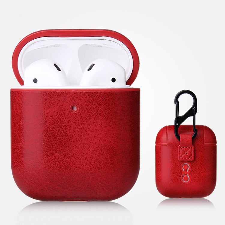 Anti-fall Crazy Horse Texture PU Leather Protective Case with Carabiner, For AirPods Pro���������...