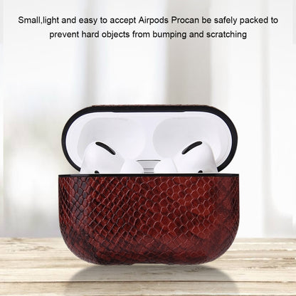 Anti-fall Snakeskin Texture PU Leather Protective Case with Carabiner, For AirPods Pro�����������...