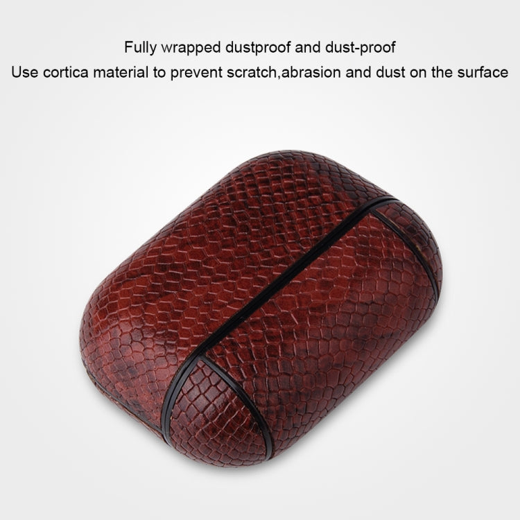 Anti-fall Snakeskin Texture PU Leather Protective Case with Carabiner, For AirPods Pro�����������...