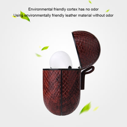 Anti-fall Snakeskin Texture PU Leather Protective Case with Carabiner, For AirPods Pro�����������...