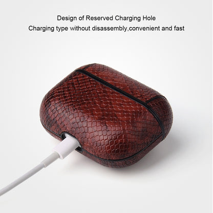 Anti-fall Snakeskin Texture PU Leather Protective Case with Carabiner, For AirPods Pro�����������...