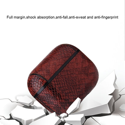 Anti-fall Snakeskin Texture PU Leather Protective Case with Carabiner, For AirPods Pro�����������...