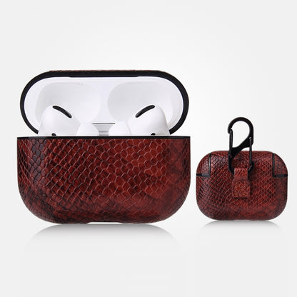 Anti-fall Snakeskin Texture PU Leather Protective Case with Carabiner, For AirPods Pro�����������...