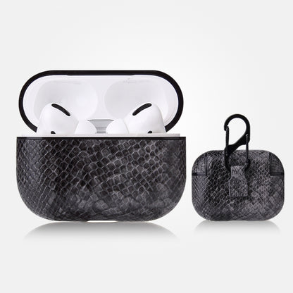Anti-fall Snakeskin Texture PU Leather Protective Case with Carabiner, For AirPods Pro�����������...
