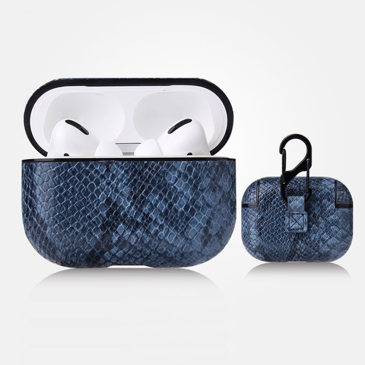 Anti-fall Snakeskin Texture PU Leather Protective Case with Carabiner, For AirPods Pro�����������...