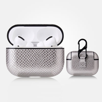 Anti-fall Snakeskin Texture PU Leather Protective Case with Carabiner, For AirPods Pro�����������...