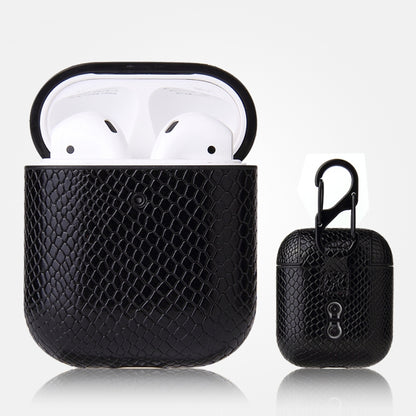 Anti-fall Snakeskin Texture PU Leather Protective Case with Carabiner, For AirPods Pro�����������...