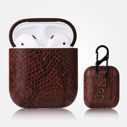 Anti-fall Snakeskin Texture PU Leather Protective Case with Carabiner, For AirPods Pro�����������...