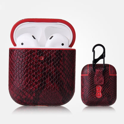 Anti-fall Snakeskin Texture PU Leather Protective Case with Carabiner, For AirPods Pro�����������...
