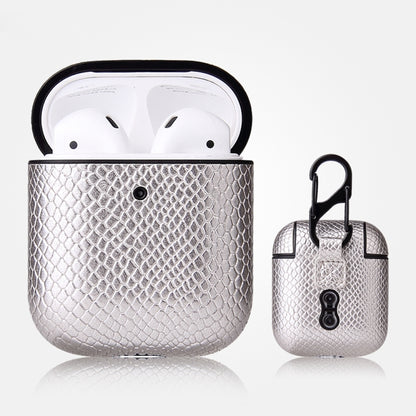 Anti-fall Snakeskin Texture PU Leather Protective Case with Carabiner, For AirPods Pro�����������...