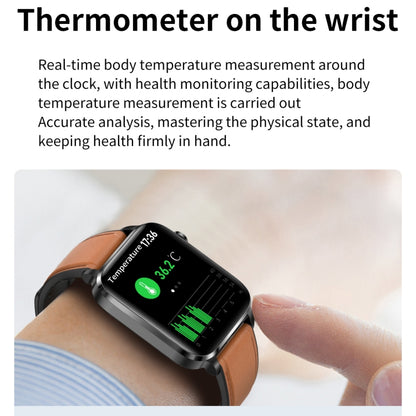 F100 1.7 inch HD Square Screen TPU Strap Smart Watch Supports Body Temperature Monitoring/Blood O...