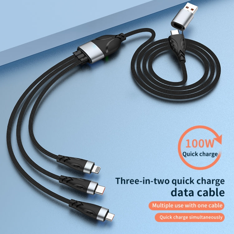 ADC-008 100W USB/Type-C to Type-C + 8 Pin + Micro USB Two to Three Fully Compatible Fast Charge D...