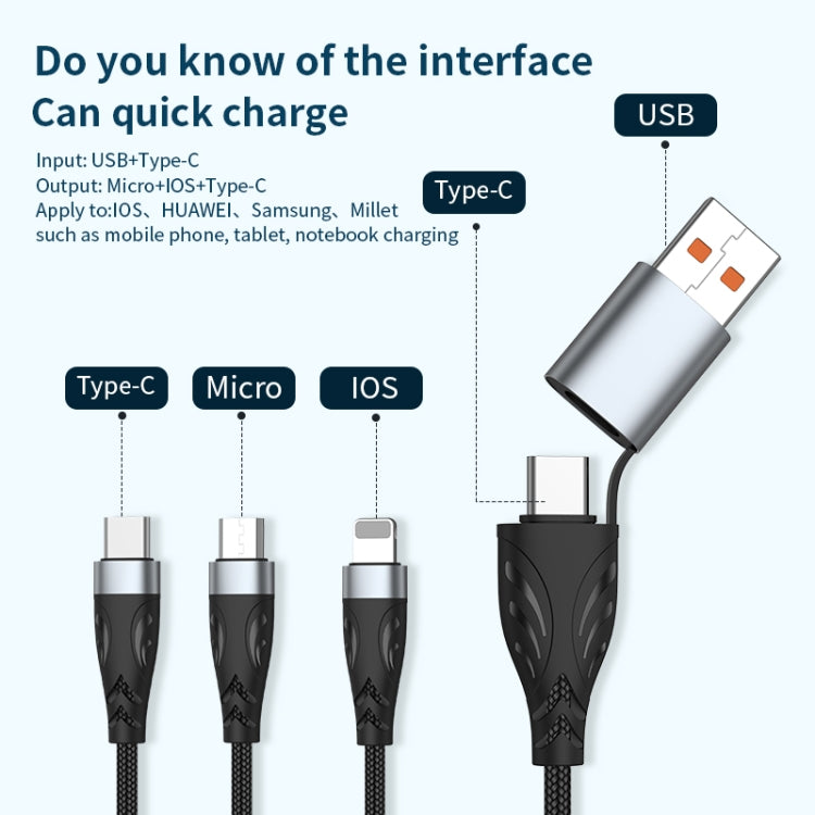 ADC-008 100W USB/Type-C to Type-C + 8 Pin + Micro USB Two to Three Fully Compatible Fast Charge D...
