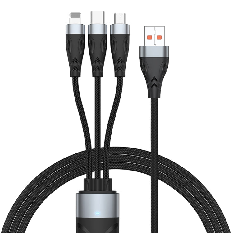 ADC-008 66W USB to USB-C/Type-C + 8 Pin + Micro USB 3 in 1 Fully Compatible Fast Charge Data Cabl...