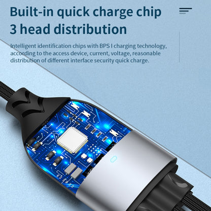 ADC-008 66W USB to USB-C/Type-C + 8 Pin + Micro USB 3 in 1 Fully Compatible Fast Charge Data Cabl...