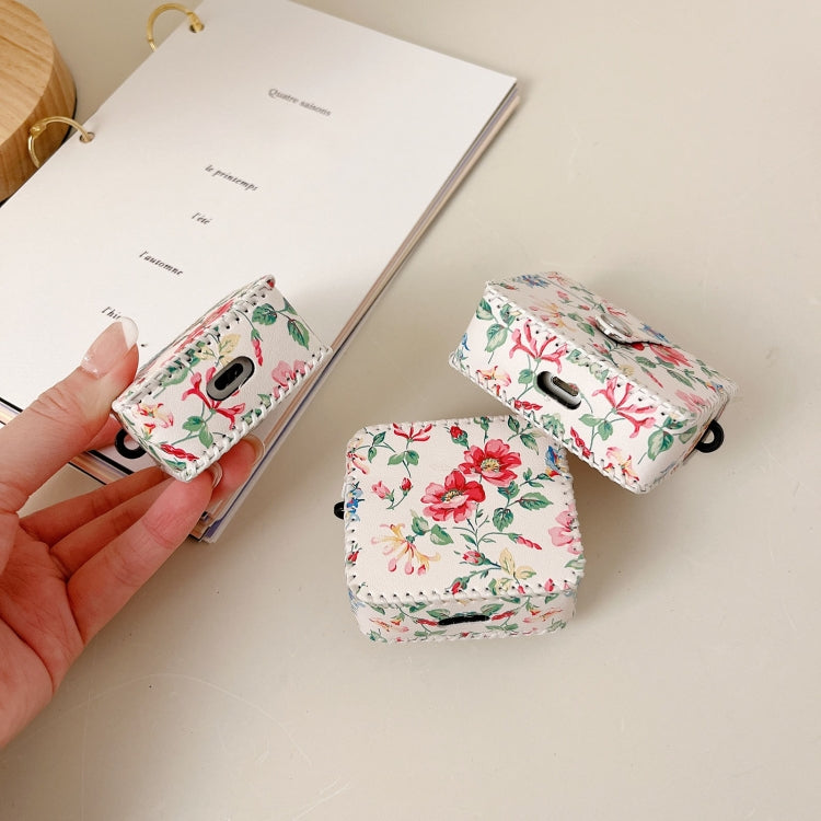 White Floral PU Leather Wireless Earphone Case, For AirPods Pro 2, For AirPods 3, For AirPods Pro...