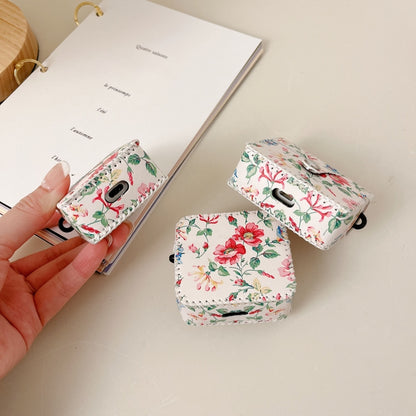 White Floral PU Leather Wireless Earphone Case, For AirPods Pro 2, For AirPods 3, For AirPods Pro...